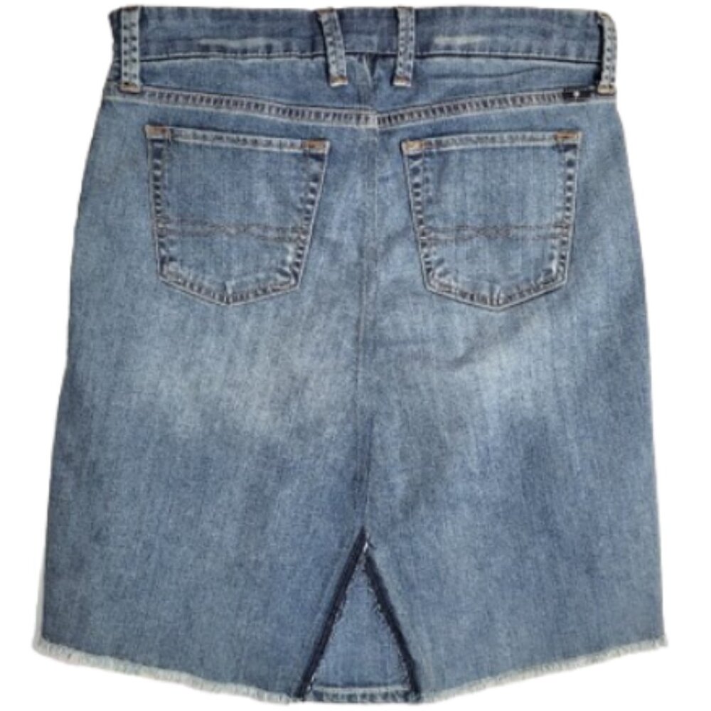 LUCKY BRAND Upcycled Boardwalk Bermuda Patchwork Blue Jean Skirt - Women's 6/28 - Picture 2 of 4